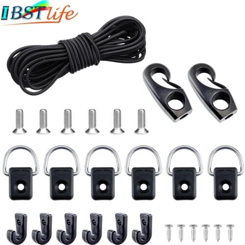 Kayak Deck Rigging Kit Bungee Cord Ends Hooks Fishing D-Ring J-Hooks for Kayak Boat Canoe Outfitting Fishing Camping Accessories