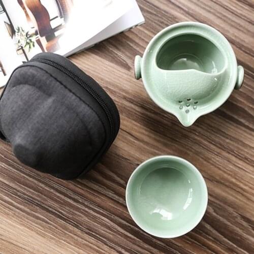 Tea set Gaiwan Delicate Kung fu Teaset Ruyao Ru Kilns porcelain portable Tea Sets Travel Tea Set Ceramic teacup Teapot Quik Cup
