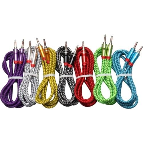 Leather Skin Style AUX Audio Cable Cord Male To Male Kabel Gold Plug Car Aux Cord for Iphone Samsung Xiaomi Wholesale 50pcs/lot