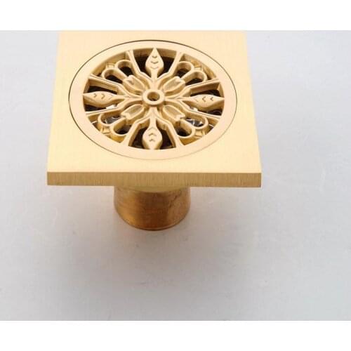 European Copper Antique Deodorant Core Floor Drain Strainers High Quality Brass Color Floor Drains Filter Covers Hot Sell