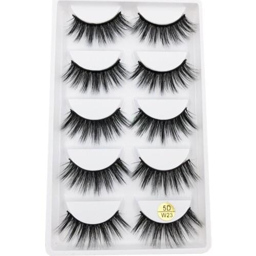 Flash Girl High quality 5D-W23 5 pairs 5d mink handmade natural false eyelashes