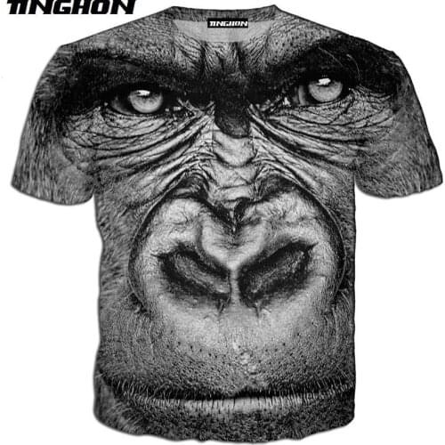 XS-7XL New Men Animal T Shirt Orangutan/Monkey 3D Print Men Women Short Sleeves Summer Streetwear Casual T shirt 03