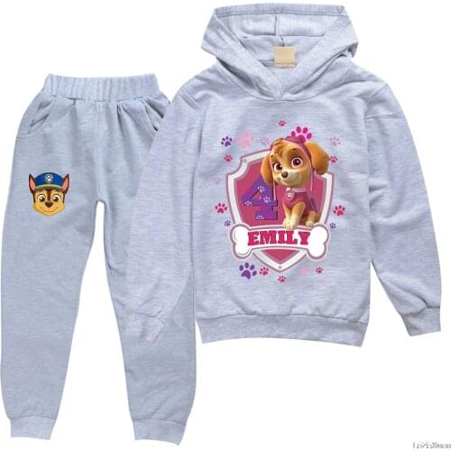 PAW PATROL Hot Spring Autumn Letters Printing T-shirt Hoodies Kids Hooded Sweatshirts Childrens Baby Girls Clothes trousers Set