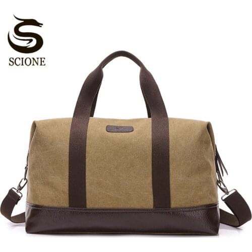 Canvas Travel Bags Large Capacity Men Luggage Duffle Handbag Portable Overnight Weekend Tote Bag Carry On Shoulder Bag XA136M