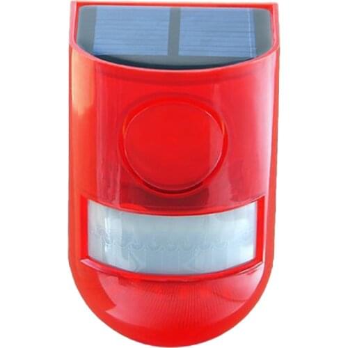 New Solar Infrared Motion Sensor Alarm With 110Db Siren Strobe Light For Home Garden Carage Shed Carvan Security Alarm System