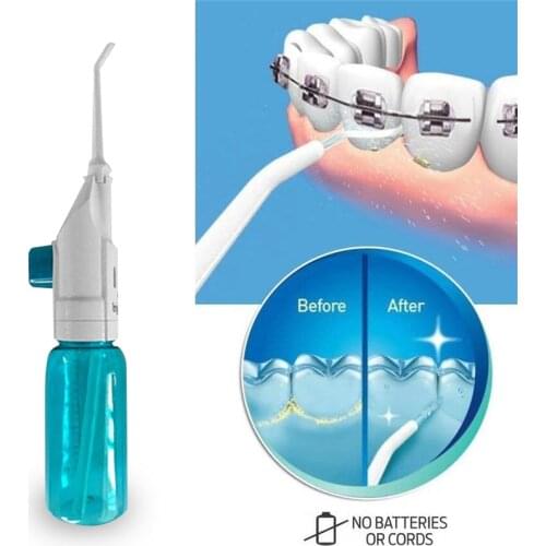 Dual Oral & Nasal Water Flosser Cordless Portable Dental Irrigator Oral Hygiene Manual Cleaner Teeth or Nose Cleaning Jet 90ml