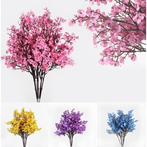 Artificial Cherry Blossoms Flowers Babys Breath Gypsophila Bouquet Fake Flowers DIY Wedding Decoration Home Decor Flower Branch