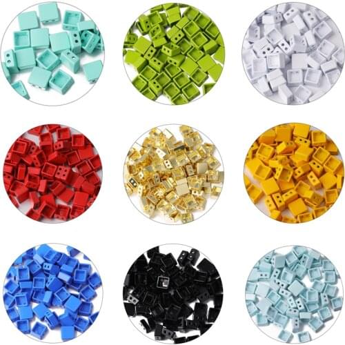 JUWANG 10 pcs\lot Bohemian Square Loose Beads Enamel Tile Beadeds Handmade Jewelry Findings Accessories For DIY Bracelets Making