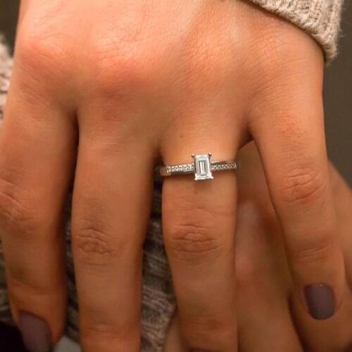 Ancl Baget Zircon Cubic Zirconia Silver Women 'S Ring