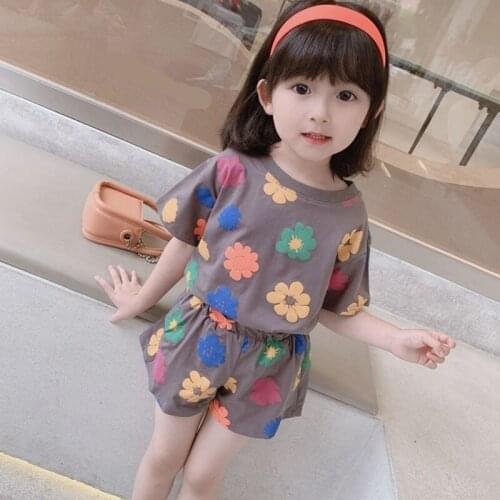 Toddler Baby Girls Clothes Set Summer Children Outfit Suit Kids Tops Shorts 2Pcs Set 110 120 130 90 100 140