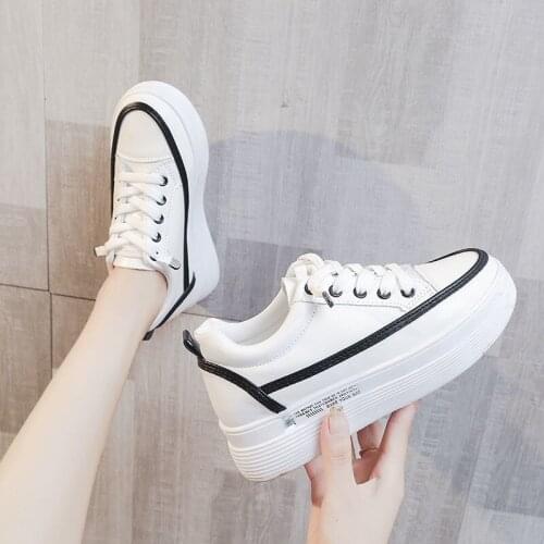 Little White Shoes Womens Autumn 2021new All-match Sneakers Thick-soled Increased Single Shoes Sports and Leisure Womens Shoes