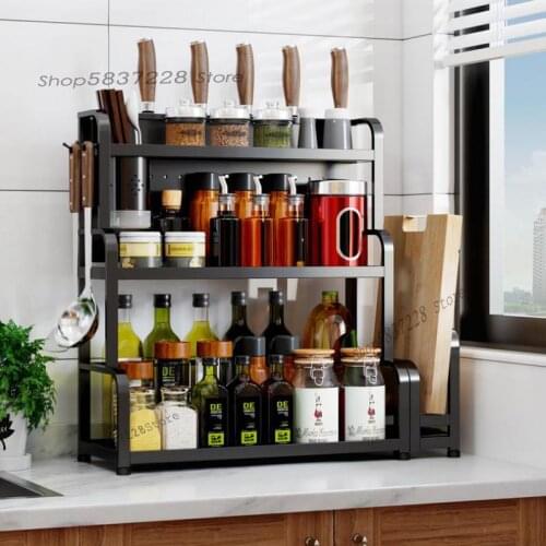 304 stainless steel kitchen shelf kitchen supplies soy sauce vinegar multilayer floor seasoning storage shelf