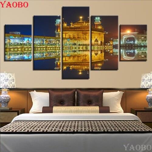 5 PCS 5d Rhinestone embroidery diamond mosaic Bridge Nightscape Abstract Photo diamond painting Cross Stitch full Square drill