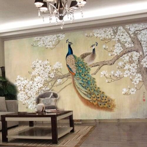 Custom Murals 3D Stereo Peacock Photo Wallpapers Living Room Home Decor 3D Wall Papers Landscape Papel De Parede Para Quarto EM