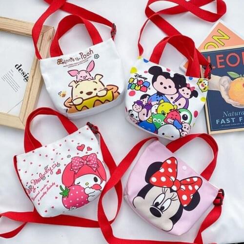 New Disney Korean Canvas Bag Large-capacity Tote Bag Mickey Mouse Women Fashion Print Shoulder Diagonal Backpack TSUM