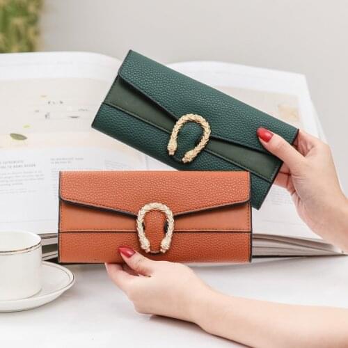 New Ladies' Purse Womens Wallet Long Luxury Designer Brand Fashion Multiple Card Slots Tri-Fold Buckle Clutch