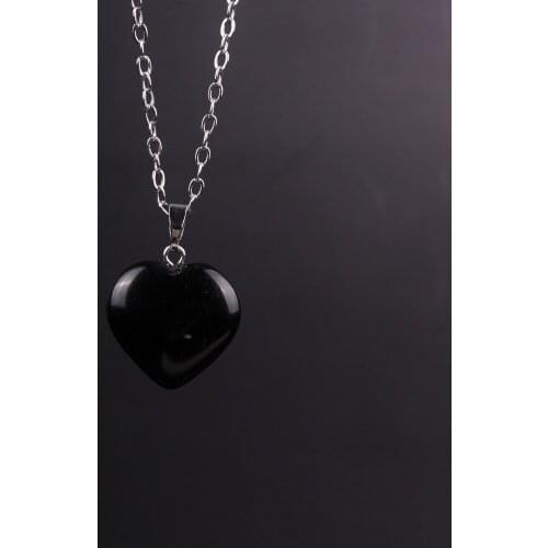 Wholesale Assorted Fashion 50pcs Mixed Color Black Onyx Natural Stone Charm Necklace 20mm Heart Pendants For Jewelry Making Free