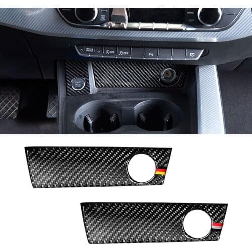 For Audi A4 B9 A4L 2017 2018 Carbon Fiber Car Center Gear Shift Panel Cigarette Lighter Charger Hole Storage Cover Trim