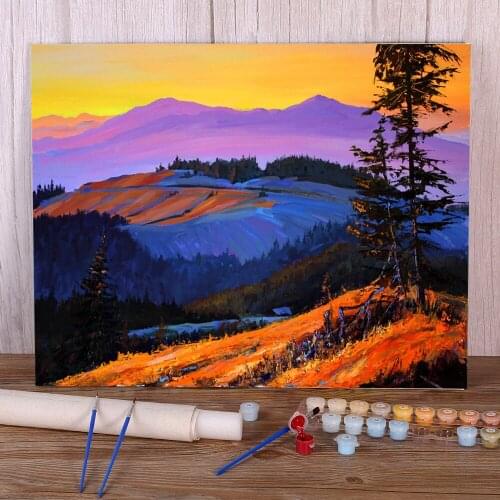 Landscape Autumn Evening DIY Painting By Numbers Package Oil Paints 50*70 Canvas Pictures Decorative Paintings For Wholesale