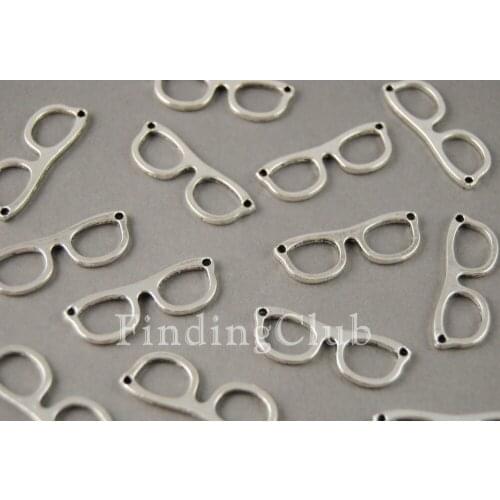 30 pcs Silver Color Eye Glasses Charm Pendant Jewelry European Charms Fit Handcrafts diy 30x10mm A106/A108