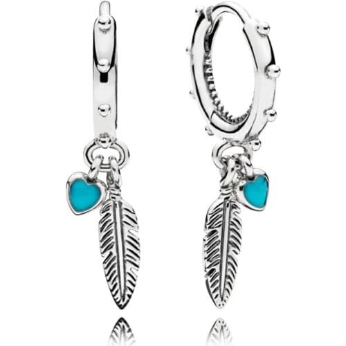 Summer New 925 Sterling Silver Spiritual Feathers Dangle Earrings For Women Fashion Classic Feather Earrings Jewelry
