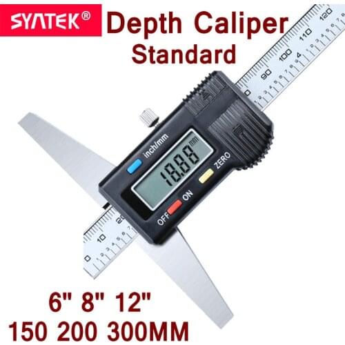 Syntek Standard Digital Depth Vernier Caliper 6" 8" 12" 150mm 200mm 300mm Micrometer Stainless Steel Electronic Digital Depth CE