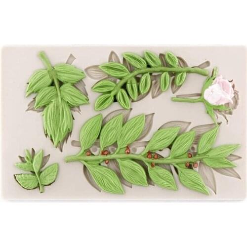 Leaf Fondant Silicone Molds Cake Decorating Moldes, Rose Flowers Leaves Gumpaste 3D Silicone Molds for Clay, Cupcakes, Sugarcraf