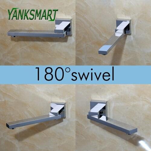 YANSKAMRT 180 Rotation Spout Chrome Polished Bathroom Single Lever Basin Sink Faucet Wall Mounted Bathtub Cold And Hot Mixer Tap
