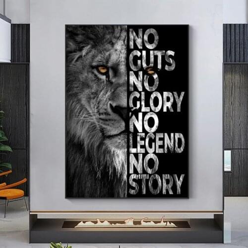 Modern Wild Lion Motivational Quote Canvas Painting Wall Art Posters Prints Wall Pictures for Living Room Office Cuadros Decor