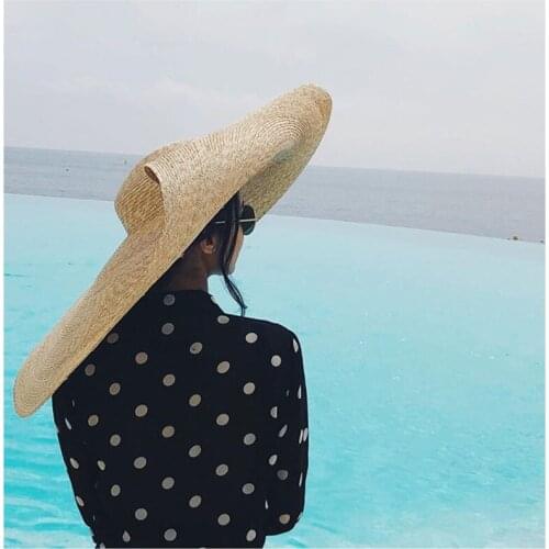 Europe And America Oversize Brim Straw Hat Vacation Seaside Hat Summer Travel Beach Hat With Large Brim Sun Hat