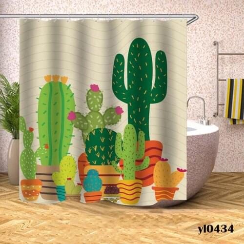 Waterproof Cactus Cartoon Animals Fruit Shower Curtain Bath Curtain For Bathroom Bathtub Large Wide Bathing Cover Rideau De Bain