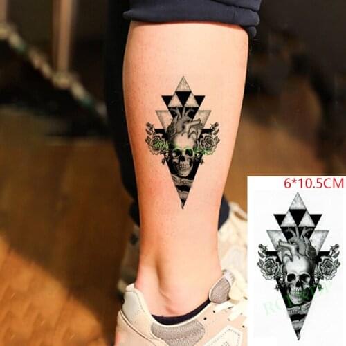 Waterproof Temporary Tattoo Sticker Skull Triangle Flower Pattern Geometric Tatto Flash Tatoo Fake Tattoos for Men Women
