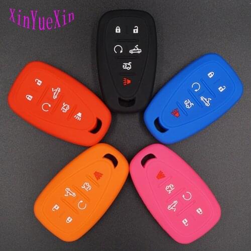 Xinyuexin Silicone Car Key Cover FOB Case For Chevrolet Chevy Camaro Keyless Entry 6 Buttons Smart Remote Key Case Car-stying