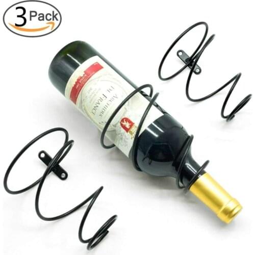 Iron Wall Wine Holder Rack Black, Bronze Set of 3 Metal Wine Rack 10X5X14CM