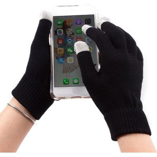 INDJXND Winter Touched Screen Gloves Women Men Warm Soft Texting Capacitive Smartphone Stretchy Windproof Punk Black Mittens