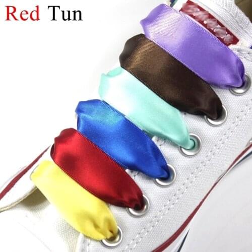 1Pair Satin Silk Ribbon Shoelaces 2 CM Width Flat Ribbon Shoe laces Boots Women Sneakers Shoelace Length 80CM