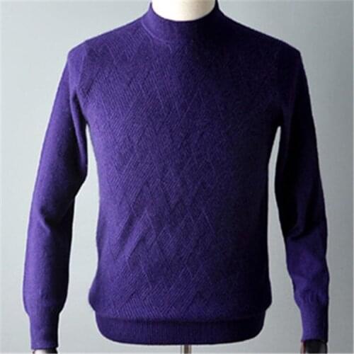 100%cashmere argyle grains knit men fashion half high collar H-straight pullover sweater 6color S-2XL retail wholesale