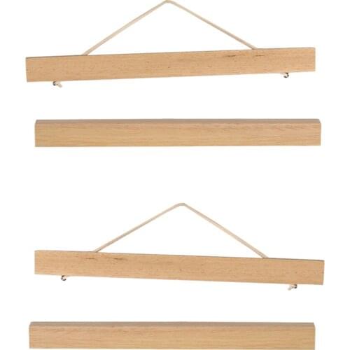 2 Pair Magnetic Picture Frame Painting Arts Wall Decorative Bedroom Office Bathroom Bar Wood