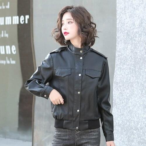 Plus Size 3XL Women Leather Coat New 2021 PU Motorcycle Women Leather Jacket Short Slim Spring And Autumn Female Clothing Black