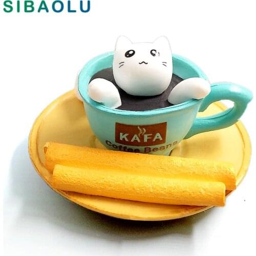 5Pcs cute Cartoon Dessert Cat figurine animal model home decor miniature fairy garden decoration accessories modern Plastic toy