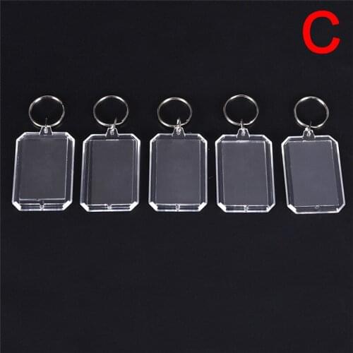 5PCs Rectangle Transparent Blank Acrylic Insert P o Picture Frame Keyring Keychain DIY Split Ring Key Chain Gift