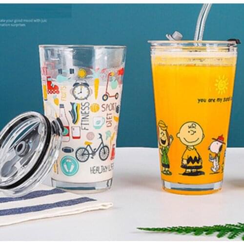 500Ml Cartoon Scale Bottle With Straws Lid Plasticreusable Personalized Drinkware Coffee Drinking Cup Outdoor Portable