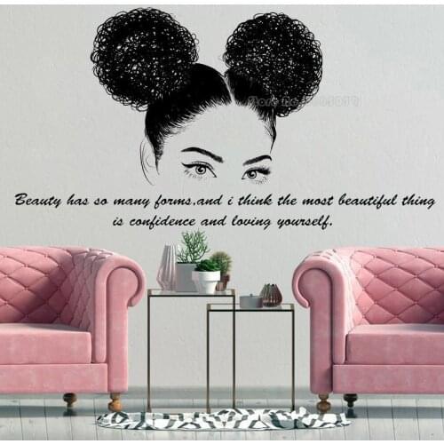 African Woman Wall Decals African Girl Vinyl Wall Stickers Afro Girls Bedroom Murals Beauty Salon Wallpaper Beauty Decor LL2267