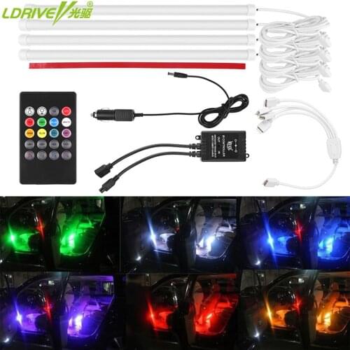 Car Styling 4PCS/lot RGB LED Strip Light Sound Control Car Interior Light Chassis Lamp car front seat foot pit Atmosphere Lamps