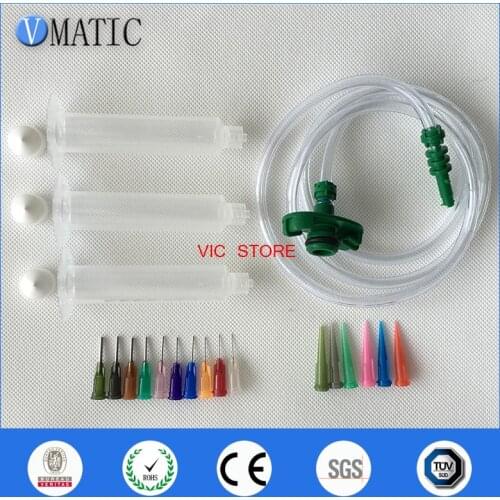 Free Shipping 5cc ml Glue Dispensing Pneumatic Syringe Barrel With Adapter & Needle Tips