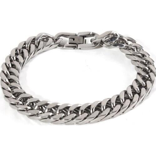 12mm/ 15mm high Quality Stainless Steel Fashion Curb Chain Link Bracelet Bangle Mens Jewelry