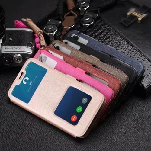 Business Double View Window Flip PU Leather Case Realme Q2 V5 XT X2 GT NEO Q3I Q3 Pro Lanyard Cover Magnetic Buckle Case