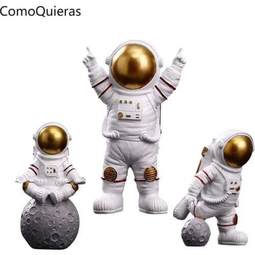 Spaceman Home Decor Ornaments Astronaut Planet Moon Desktop Resin Figurine for Living Room Bedroom Office Decoration Furnishing