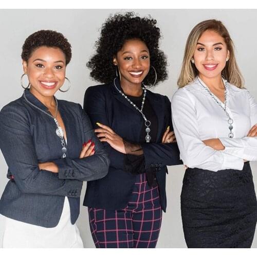 Women Retractable Badge Reel Lanyard with ID Card Holder Necklace Name Badge Holder Lanyard Stainless Steel Beaded Chain