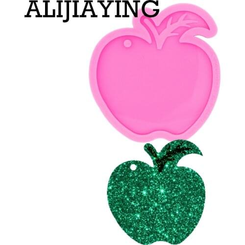 DY0395 Glossy Apple Keychain Mould Silicone Resin Mold for Epoxy Jewelry Making DIY Crafts Necklace